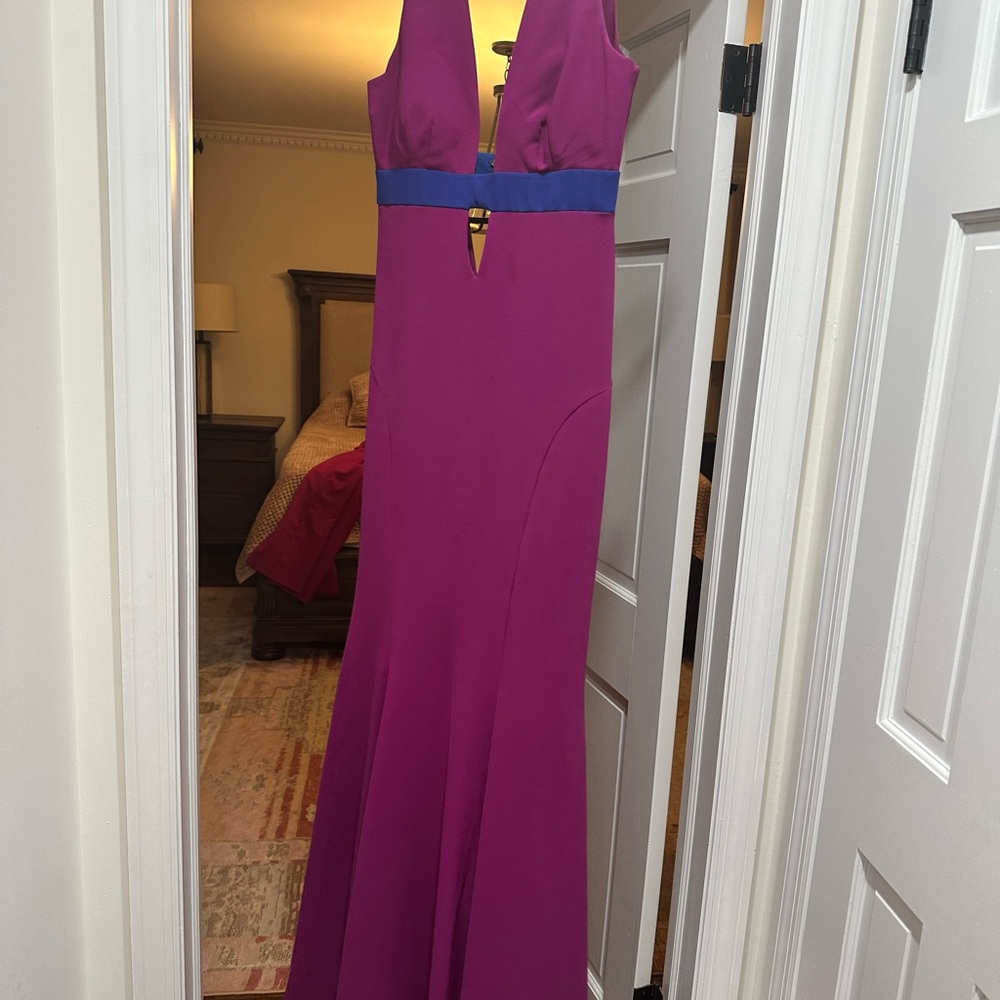 Nicole Miller Magenta and Blue Backless Dress